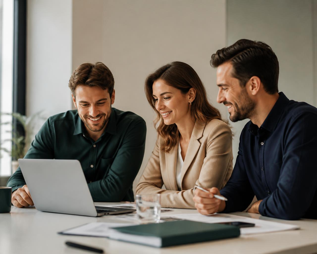 Equipe Voy analisando informações de gestão de uma empresa